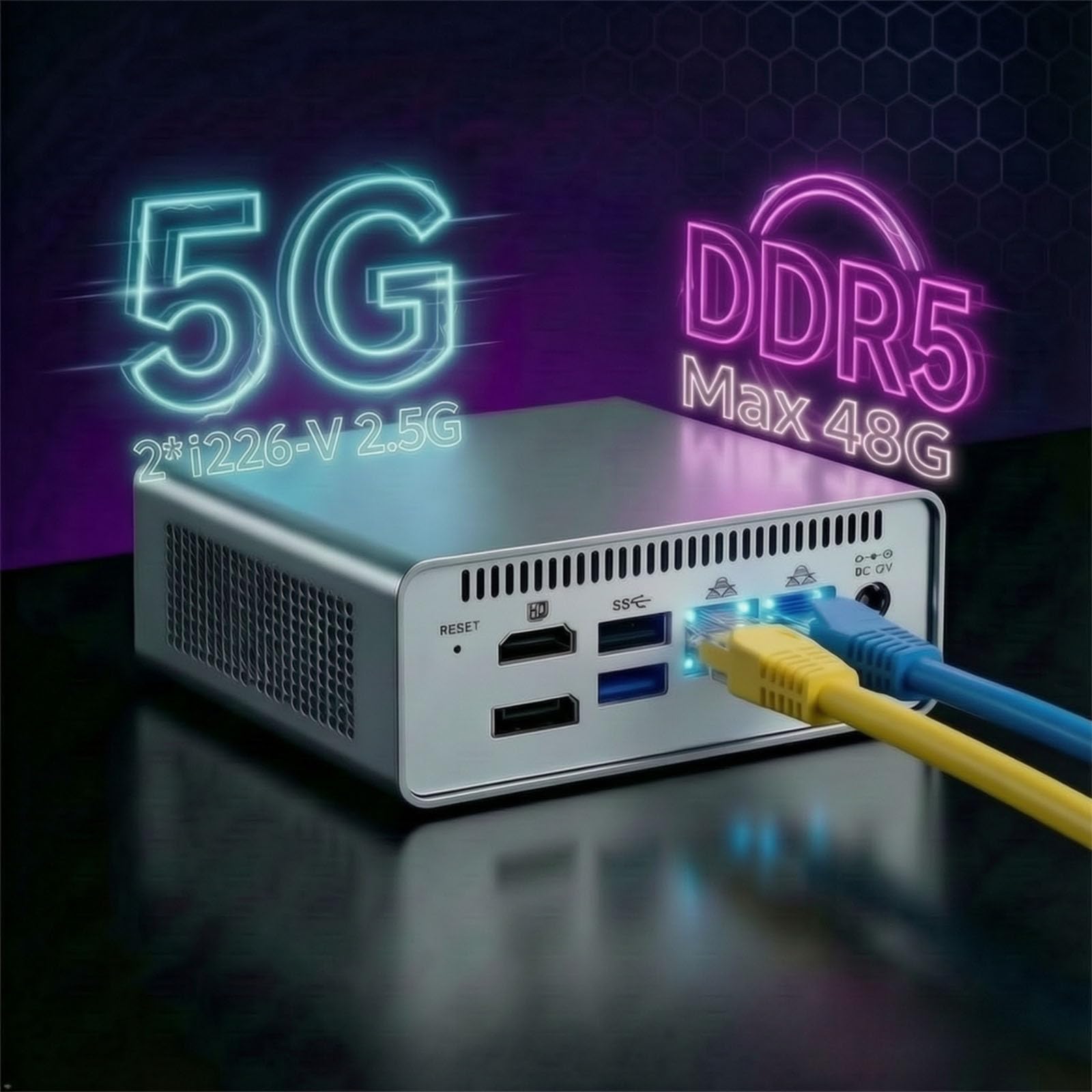 Mini PC M1S N150, Minipc DDR5, 5 baies M.2 NVMe SSD NAS, mini ordinateur