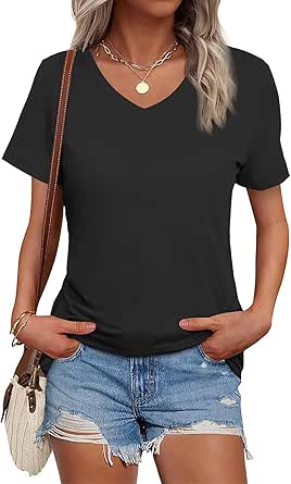 Chemisier été Femme EFFAN - Coton 100%, Manches Courtes, Col En V, Coupe Ample, Motifs Carreaux, Rayures Ou Uni