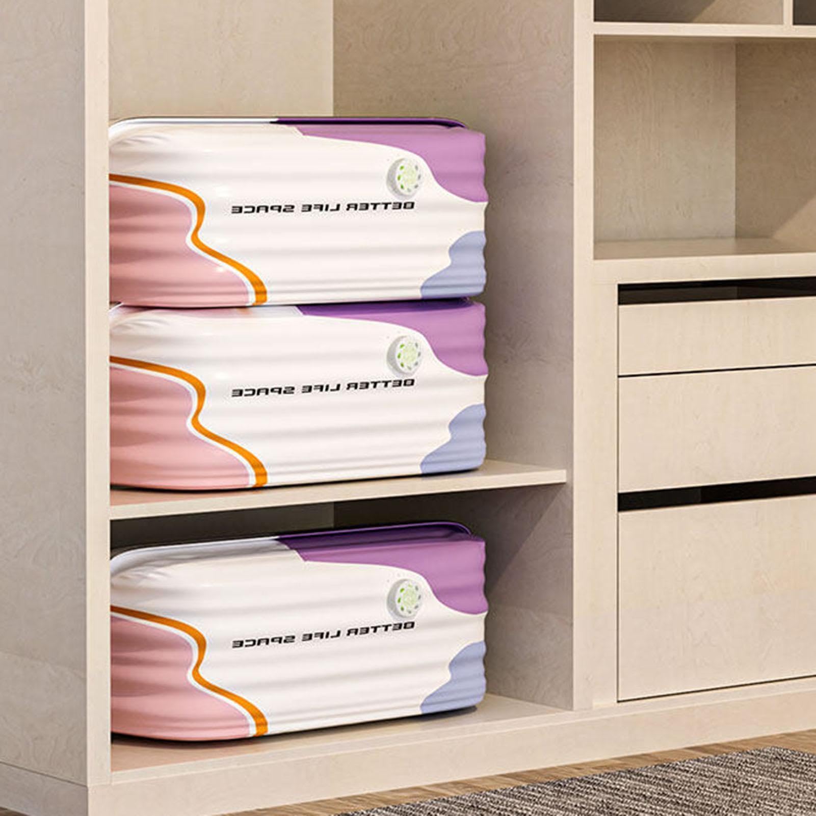 Sacchetti sottovuoto senza pompa 3D | Sacchetti a compressione senza vuoto 3 pezzi | Busta pressata e sigillata | Borsa per aspirapolvere riutilizzabile addensata per vestiti, piumini