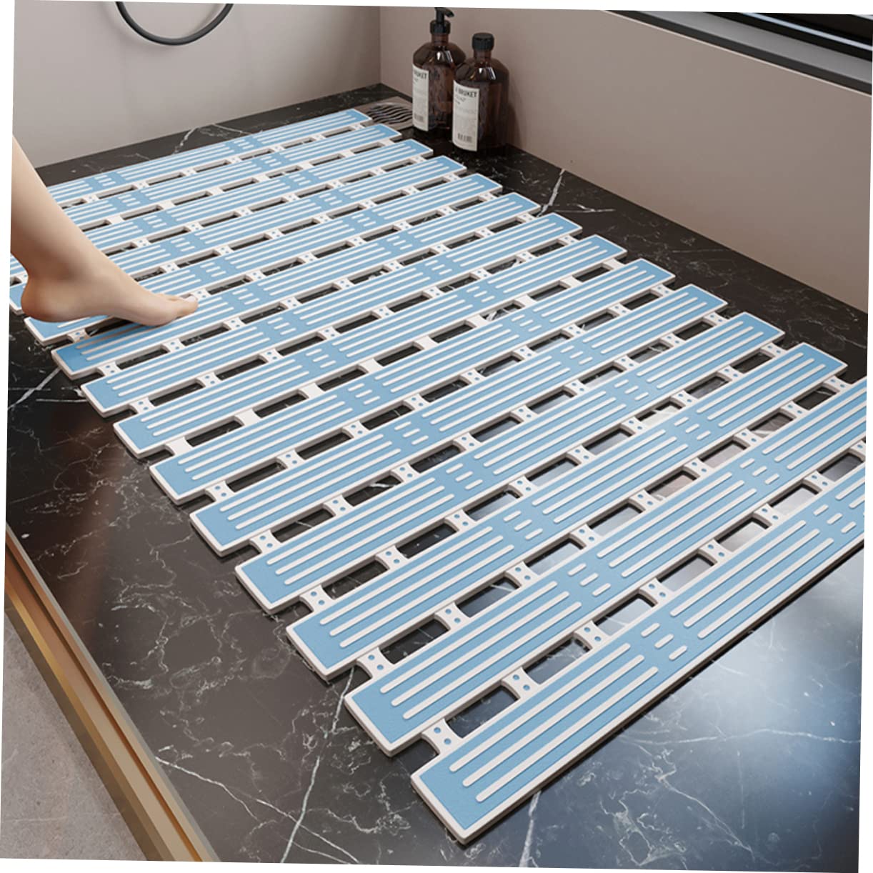 Cabilock Alfombra De Ducha Antideslizante para Suelo De Baño con Diseño De Rayas para Masaje y Seguridad La Bañera o Ducha