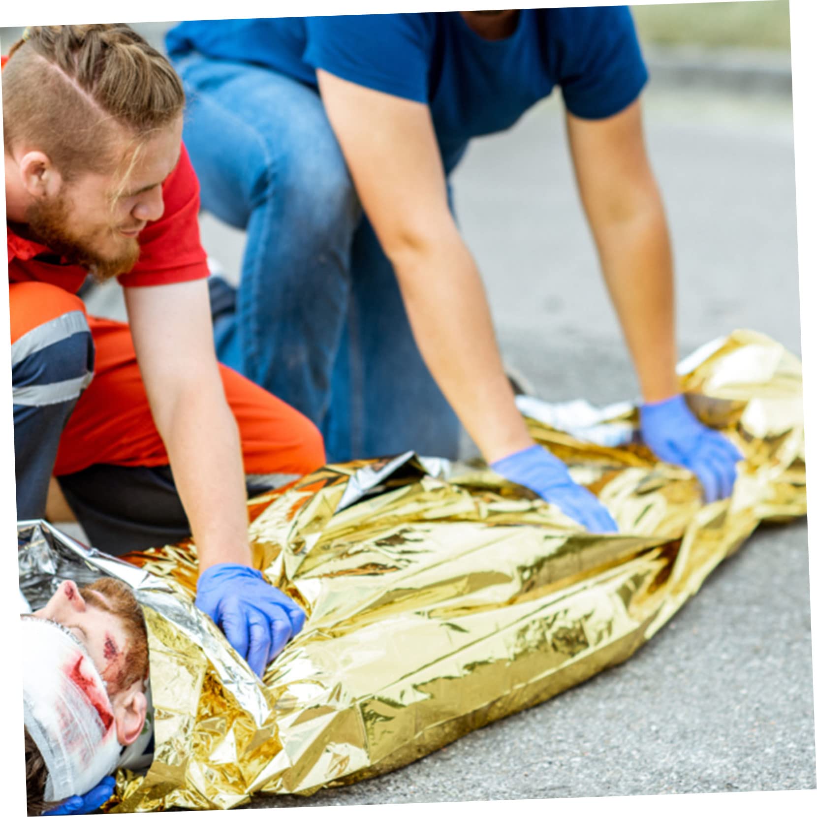 WOONEKY Coperta Termica Di Emergenza Per La Sopravvivenza Per Attività Allaperto Isolamento Bifacciale 10 Pezzi