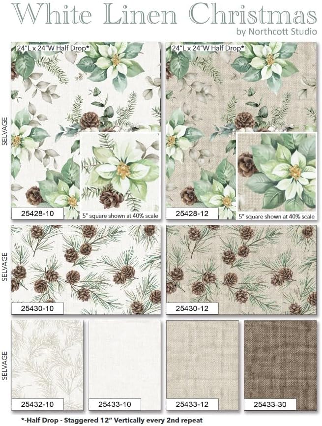 Miniatura 3 de Northcott The Yard - Textura de lino blanco con aspecto de lino, tela (pino)