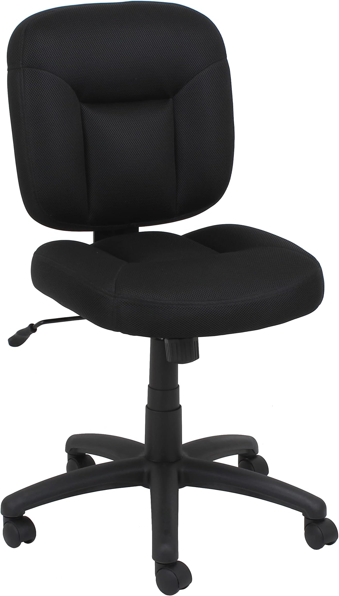 Amazon Basics Upholstered, Low-Back, Adjustable, Swivel Office Desk Chair, Black