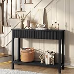 HOOBRO 39.4'' Console Table, Narrow Entryway Table with Fluted Drawers, Sofa Side Table, Display Stand, Behind Couch Table, for Hallway, Entryway, Living Room, Black BK89XG01N1