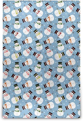 KLL Snowman Christmas White Blankets & Throws Winter Blankets & Throws Lightweight Warm Throws 60x90 Inches for Car, Home Decor, Picnic
