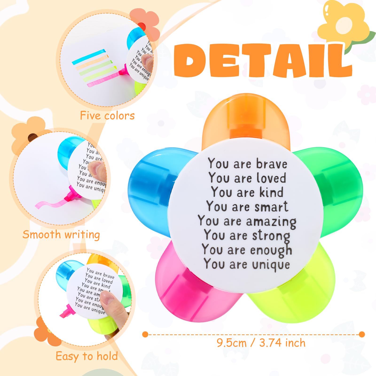 AmazingSpark 12 juegos de resaltadores de flores de pétalos con bolsas de tarjetas, Brave