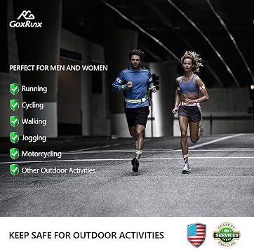 GoxRunx Reflective Bands Running Gear 6 Pack-Adjustable Reflective Armband Arm Wrist Ankle Leg Bands Reflectors -Reflective Tape Straps for Clothing Night Running Cycling Walking -Slap Bracelets