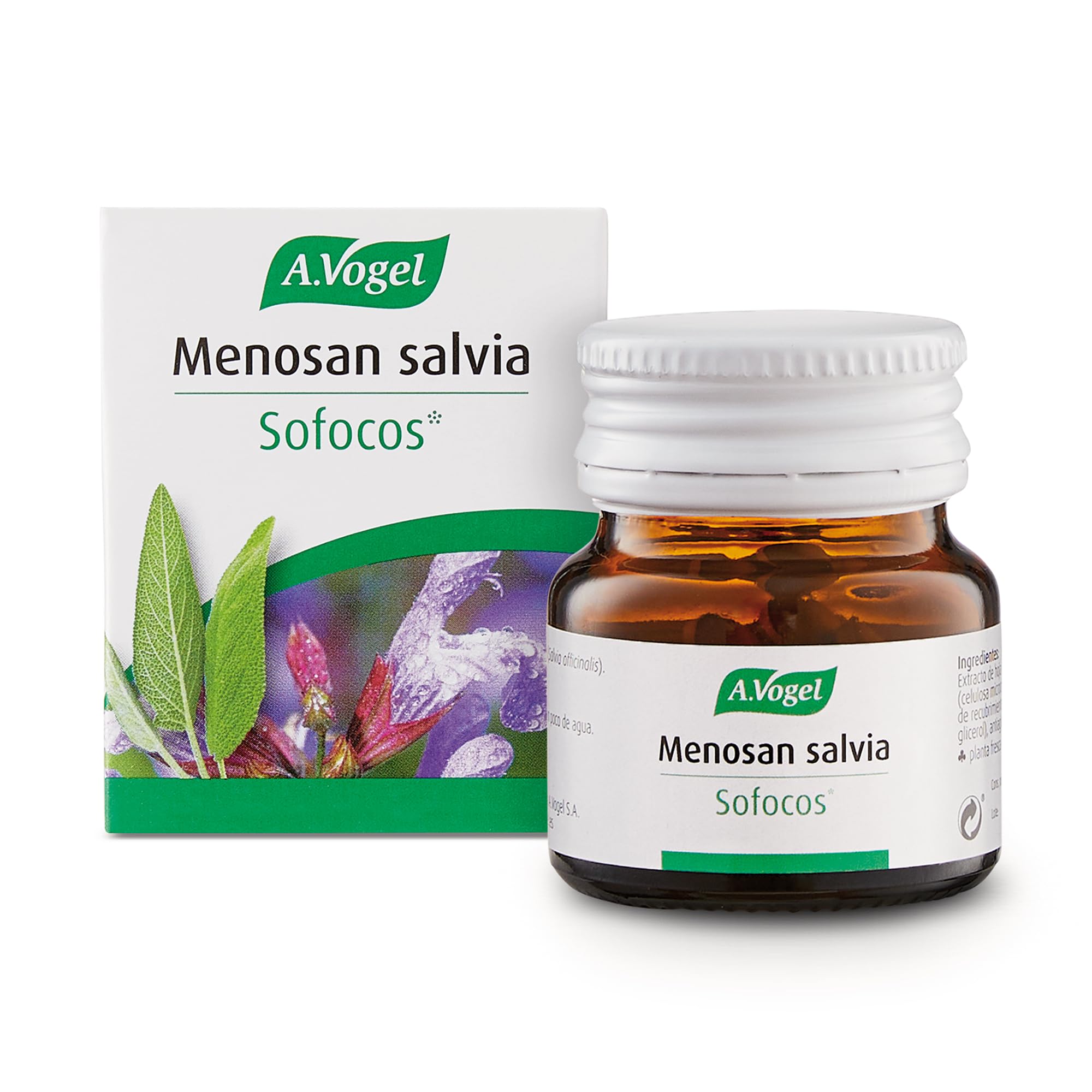 A.​Vogel Menosan Salvia | Pastillas Natural para Sofocos en Menopausia y Sudoración Excesiva en Hombre y Mujer | Extracto Salvia Fresca | Toma de 1 Comprimido Diario | 30 comprimidos