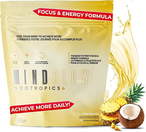 Suplemento cerebral nootrópico para energía, concentración y estado de ánimo con cafeína, L-tirosina, teacrina y alfa GPC - para jugadores,