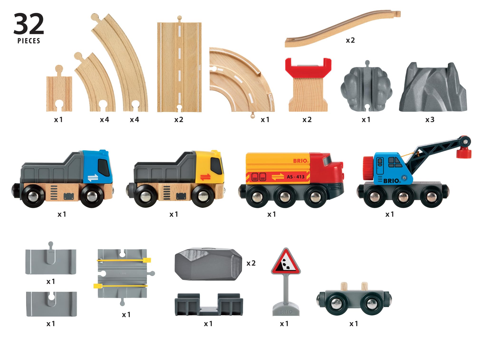 BRIO World 33210 – Rennbahn für Rennbahn – komplettes Set 33 Teile – Holzbahn auf 2 Ebenen – Spielzeug für Jungen und Mädchen ab 3 Jahren