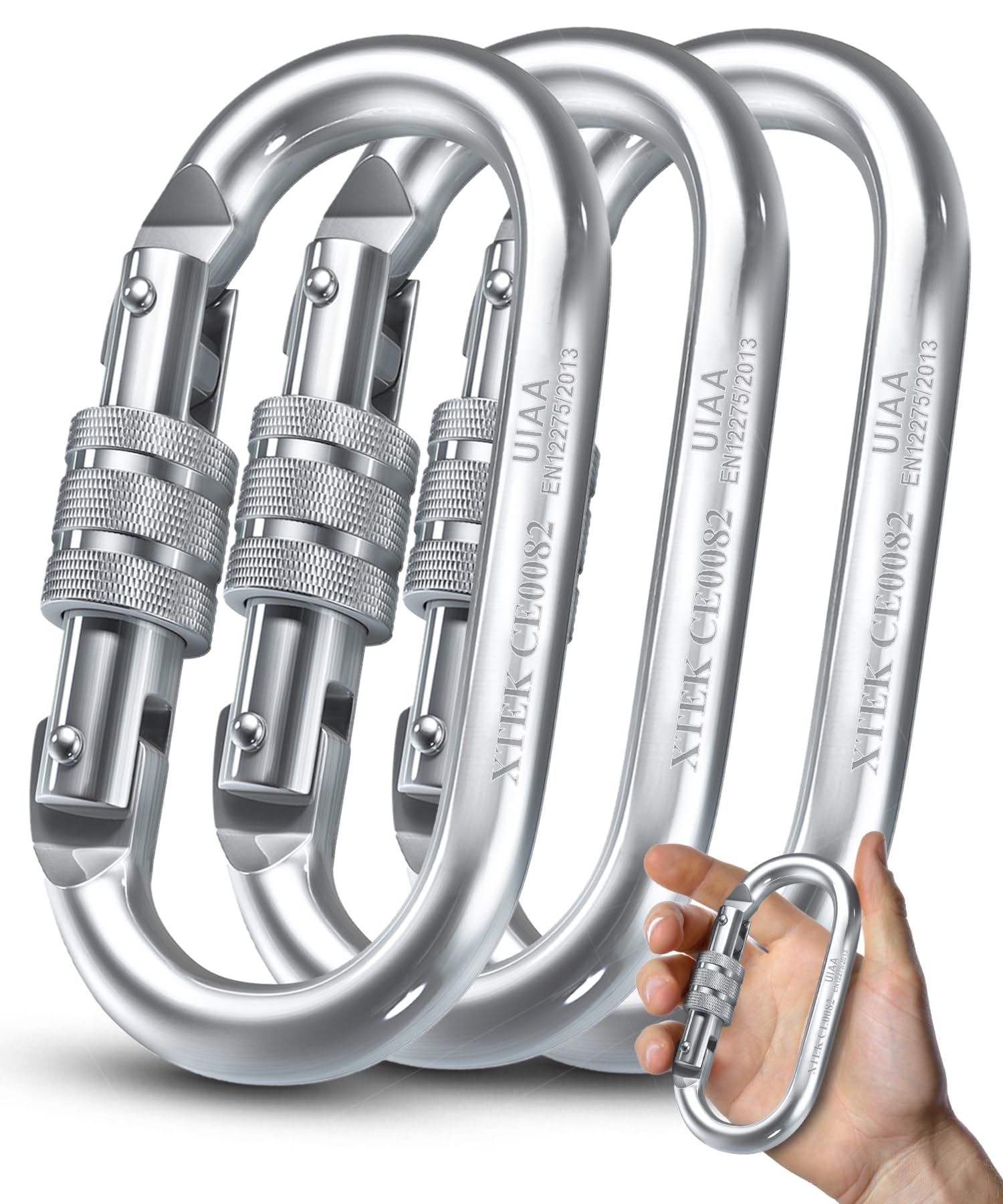 Climbing Carabiner - UIAA & CE Rated Carabiner Clip | Heavy Duty Locking Carabiner for Climbing, Rigging, Ropes, Hammocks, Camping