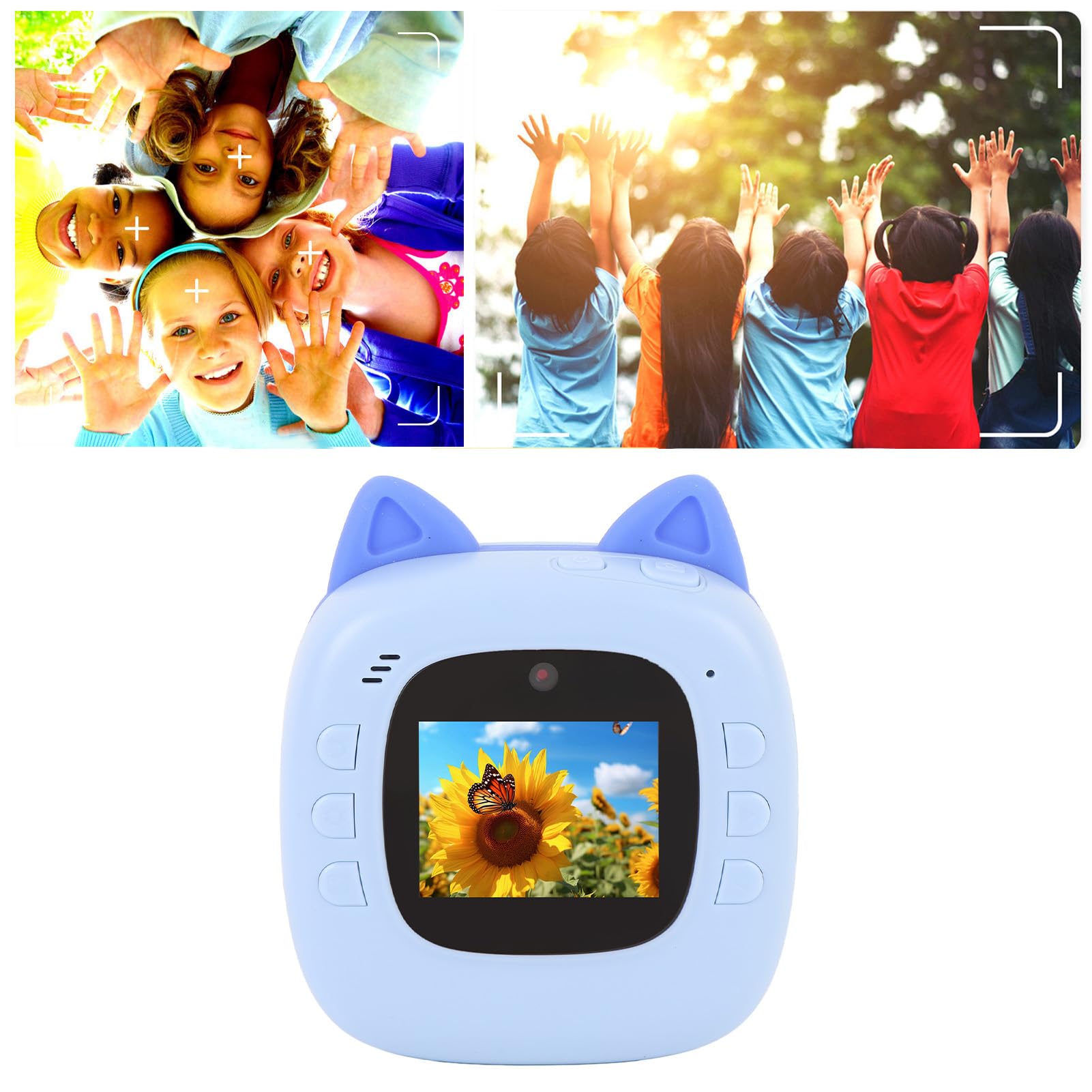 Fotocamera a Doppia Lente da 20MP per Selfie con Fotocamera da Viaggio con Zoom 4x, Schermo da 2 Pollici per Ragazze, 3 Rotoli di Carta da Stampa (BLUE)