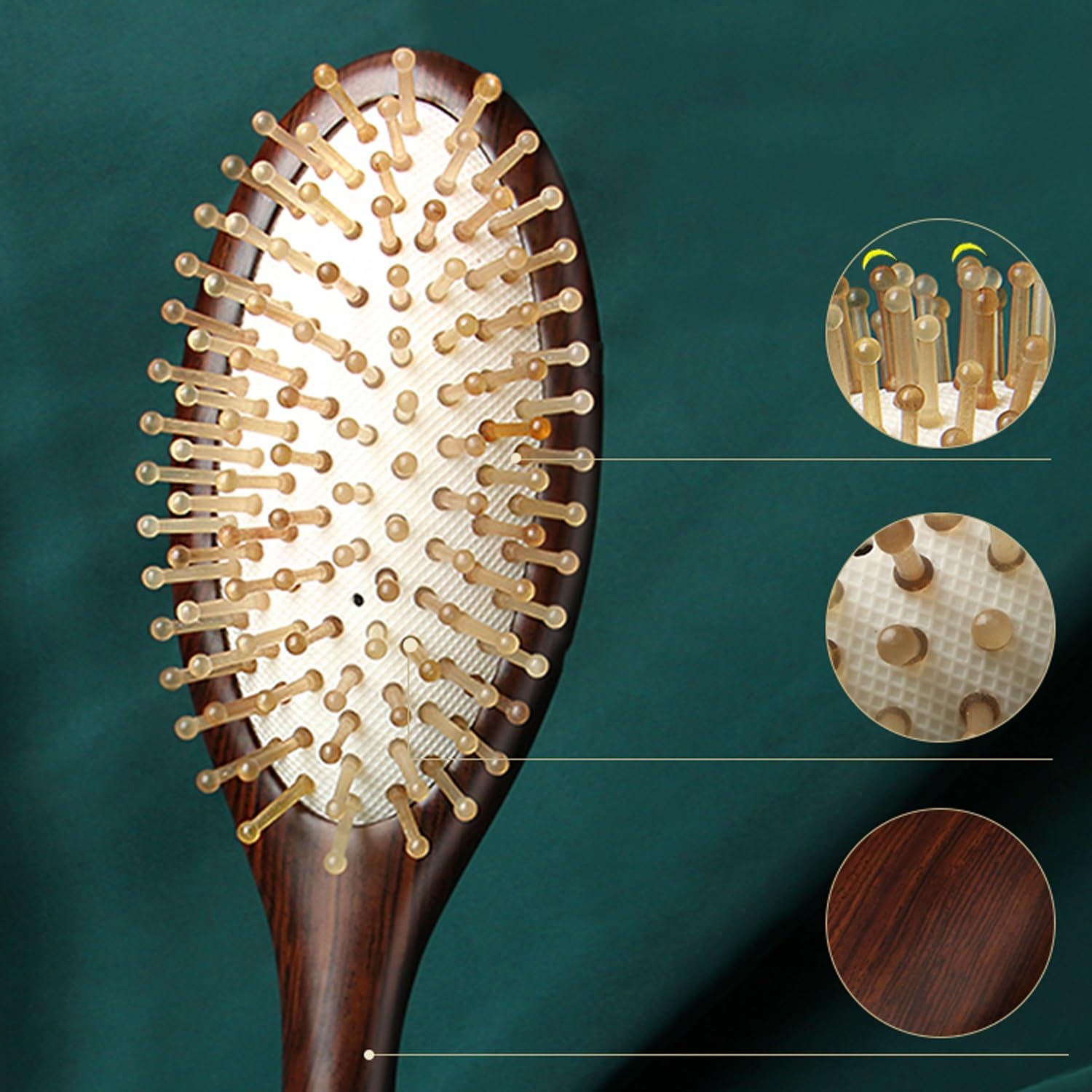 Cepillo para el Cabello, Peine Ovalado de Madera antiestático para masajes, Cepillo para el Cabello desenredante, cepillos masajeadores con cojín de Aire para Cabello Largo