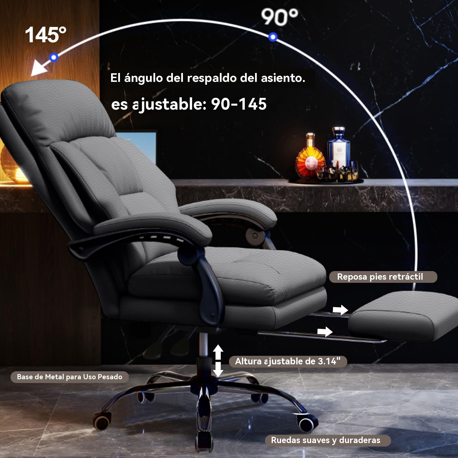 Silla de Oficina con Reposapiernas Sillas Ejecutivas con Ruedas Sillas Gaming con Respaldo Alto Silla de Trabajo Ergonómica Reclinable Y Ajustable para Oficina en Casa