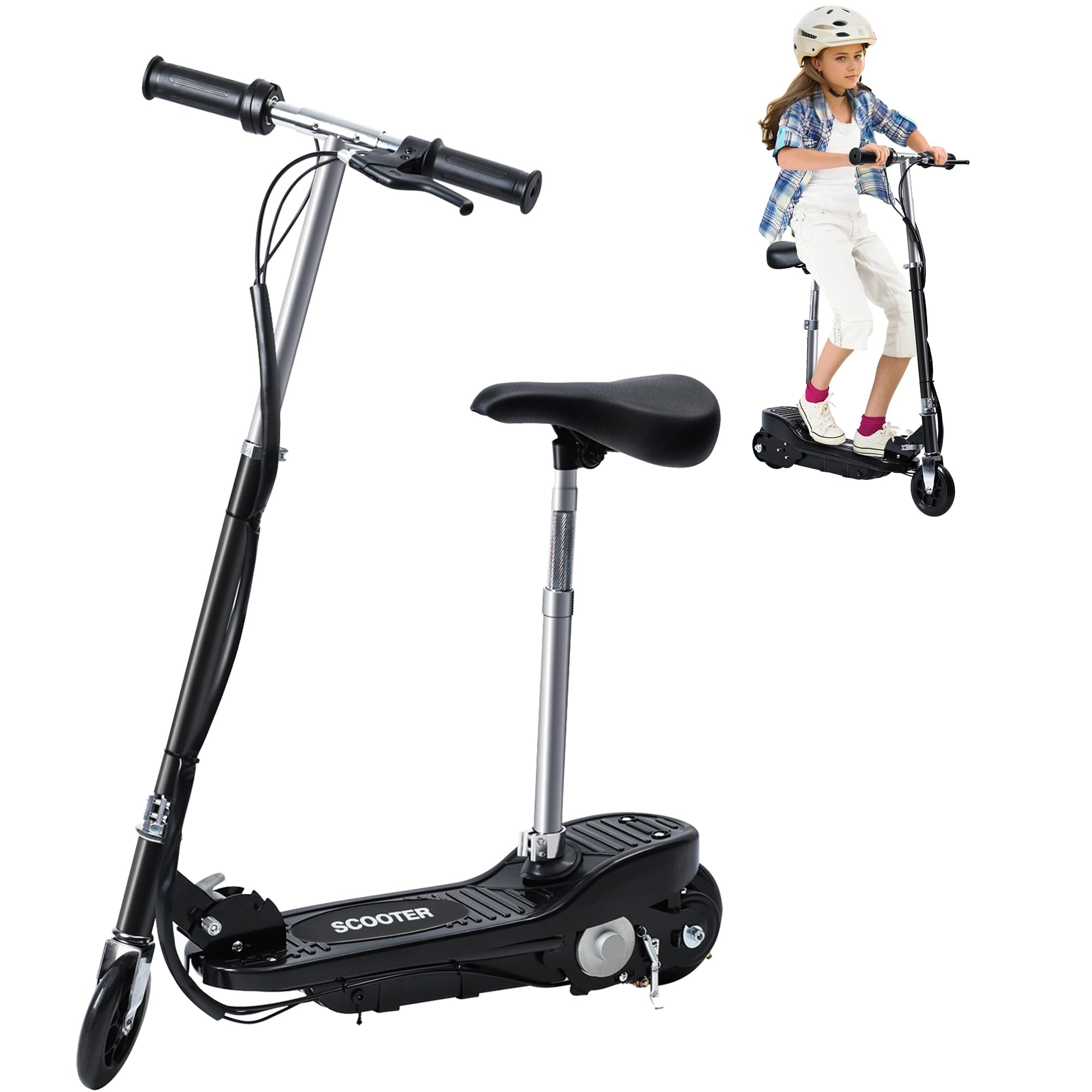 hatleues Electric Scooter for Kids 8-12 Folding Electric Scooter 5 Mile Range 3 Speed Modes LED Lights Adjustable