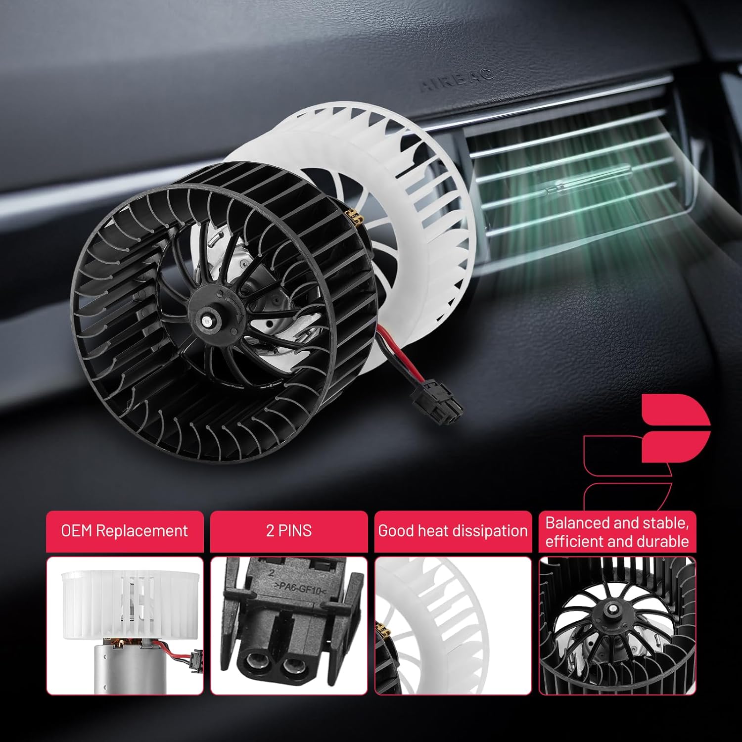 BDFHYK AC Heater Blower Motor Fan 700165 Compatible with BMW 318ti 320i 323Ci 323i 323ti 325Ci 325i 325xi 328Ci 328i 330Ci 330i 330xi X3,HVAC Blower Motor Assembly Replacement for 64113453729 75808