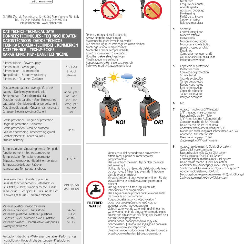 Claber Aquauno Logica Plus, programmatore a rubinetto a una via