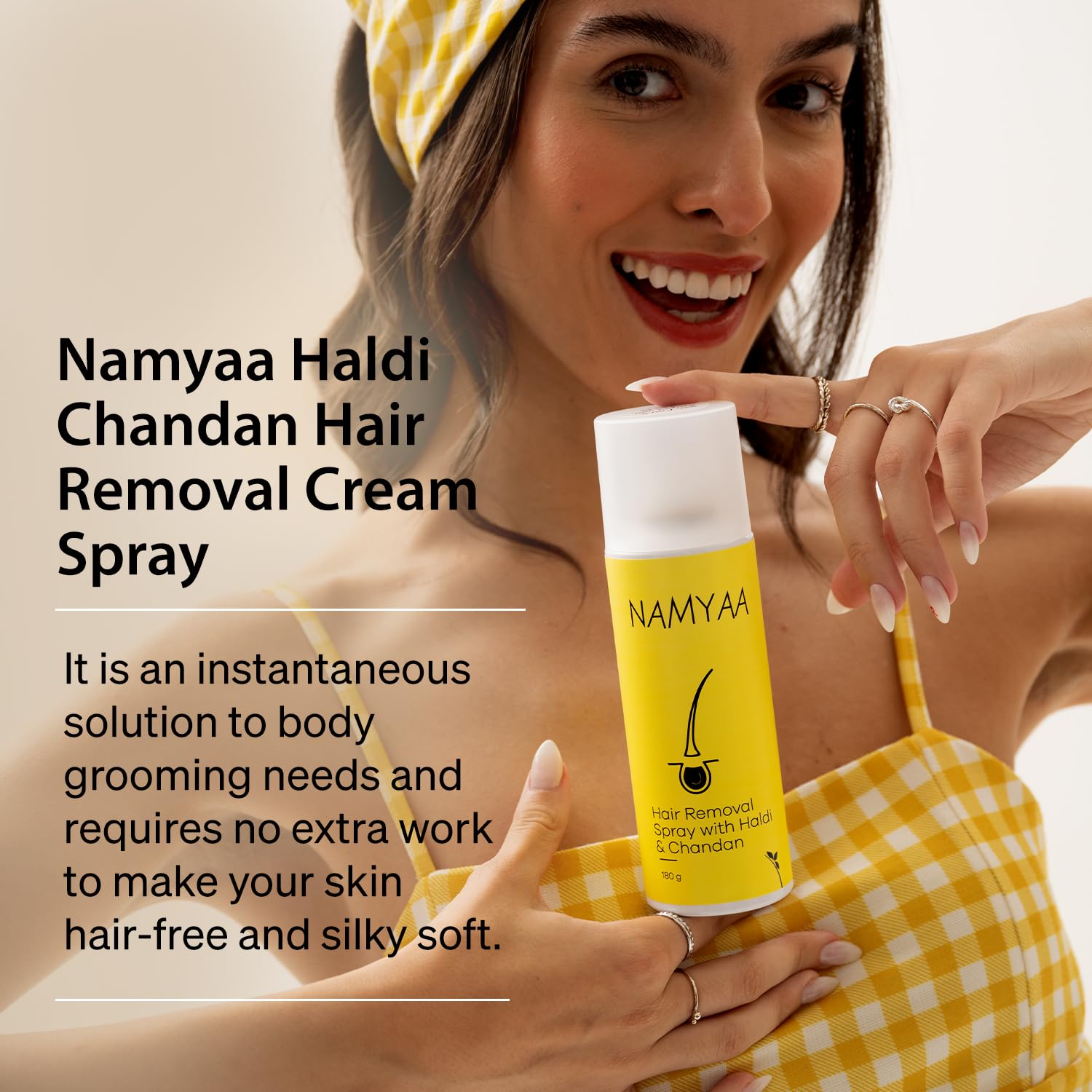 Namyaa Haldi Chandan Hair Removal Cream Spray | Painless Body Hair Removal Spray (180 ml)