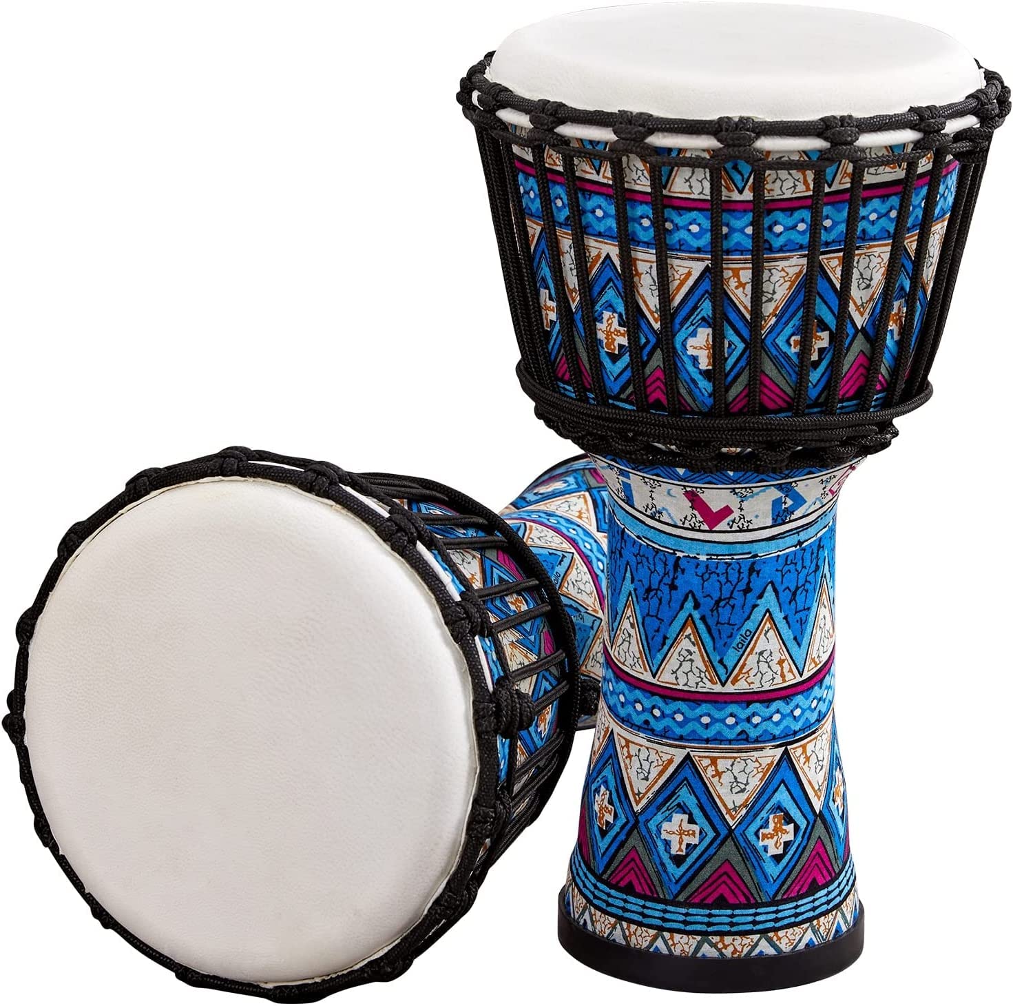 LIOONS Djembes 8 Pouces Portable éthéré Tambour Tambour à Main avec Motif d'art coloré éthéré Tambour Instrument Accessoires Caisse Claire
