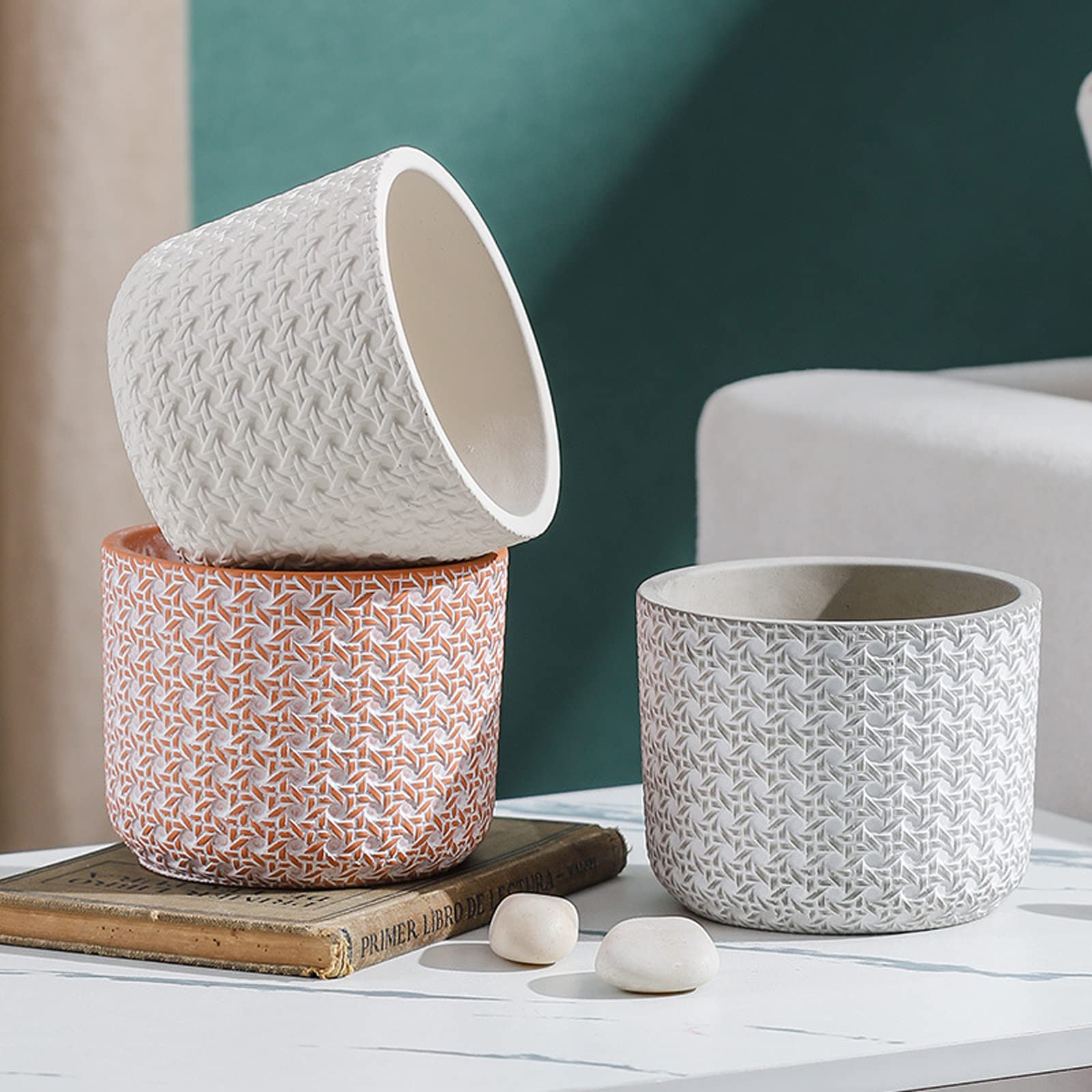 Vasi da Giardino Fioriera in Vaso succulente in Cemento da 4,92 Pollici, Contenitore per Piante di Cactus da Giardino con Foro di drenaggio per la Decorazione Domestica Moderna