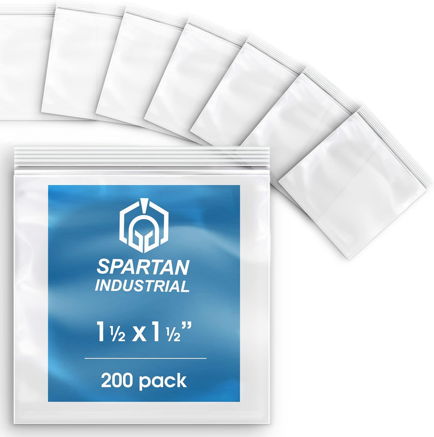 Spartan Industrial - 1.5” X 1.5” (200 Count) 2 Mil Clear Reclosable Zip Plastic Poly Bags with Resealable Lock Seal Zipper