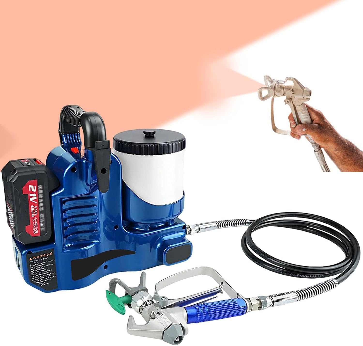Pulverizador de pintura inalámbrico Airless de 2,8 kg ligero con 6 velocidades y estación de carga para mancha, imprimación, pulverizador de pintura eléctrico, dispositivo inalámbrico de alta presión