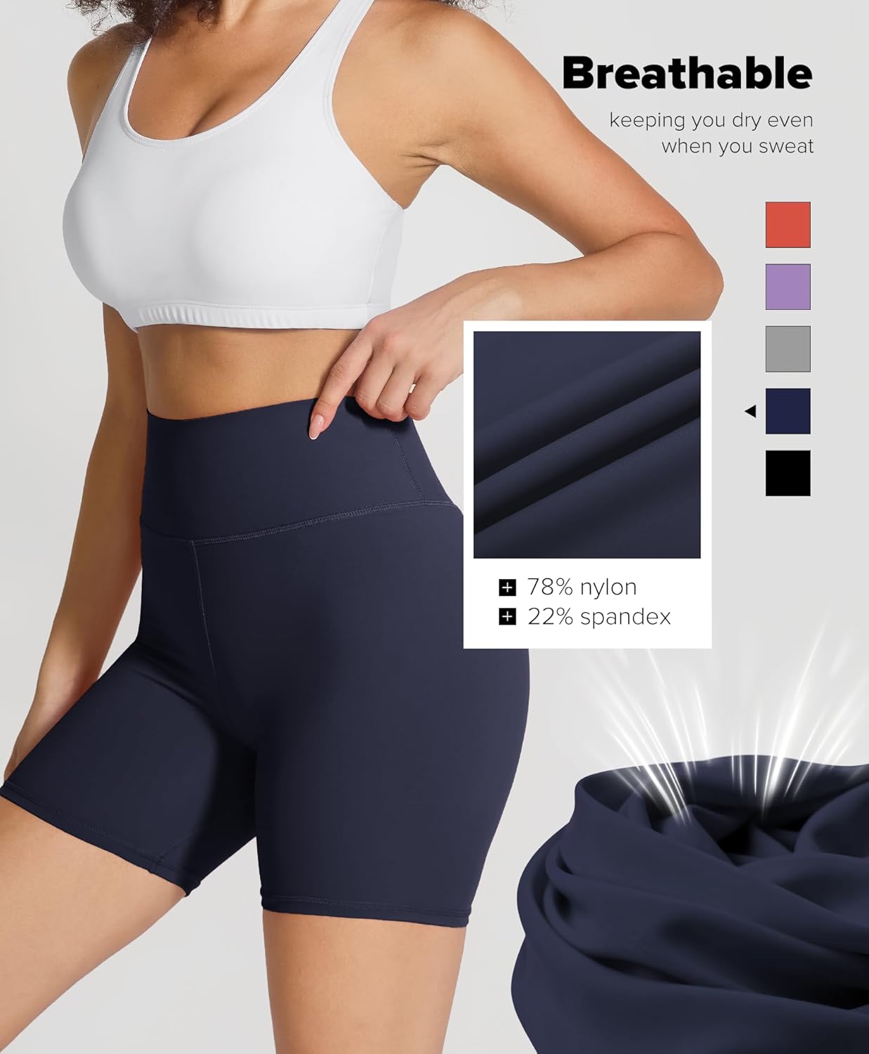 BRXL Womens Biker Shorts Tummy Control Workout Shorts High Waisted Yoga Running Gym Spandex Compression - Image 5