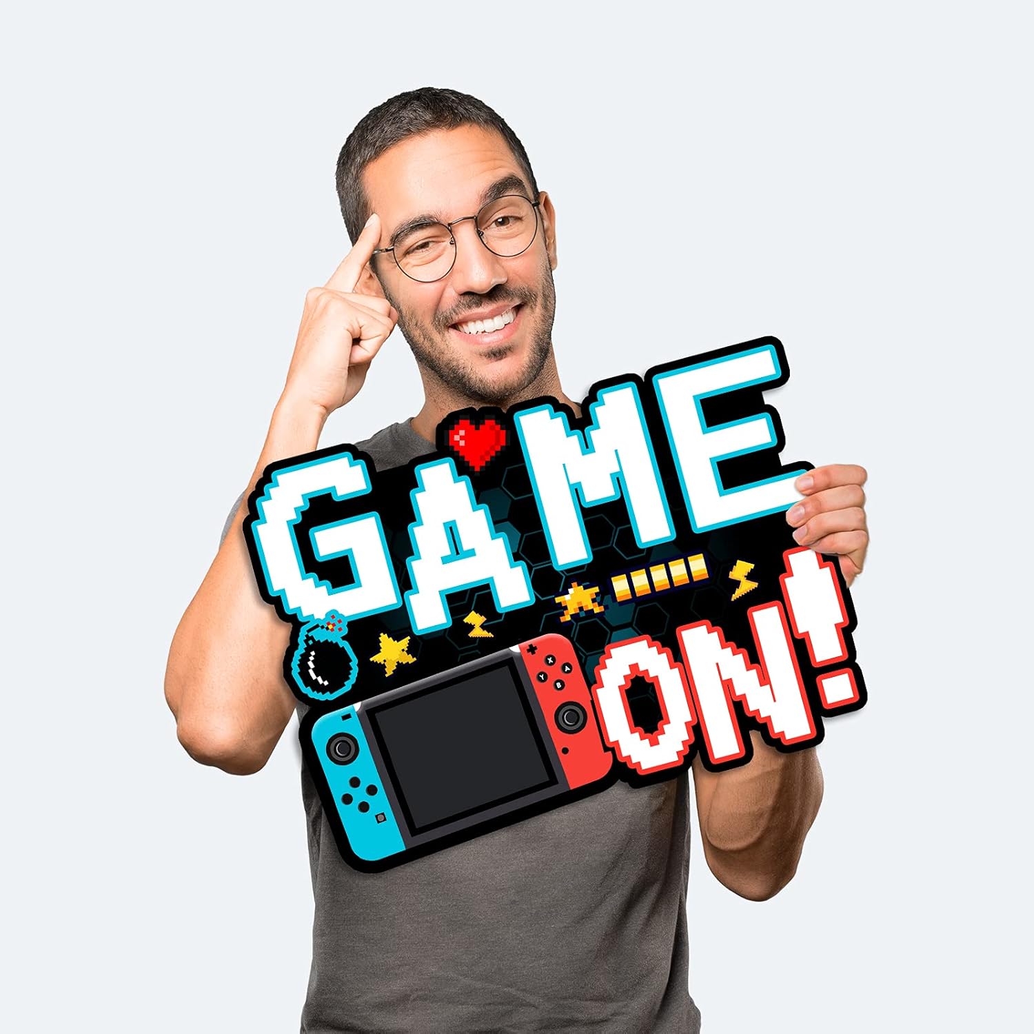 Yangmics Direct,Game On Video Game Yard Signs with Stakes – Includes Game Remote Control Stick and Balloon Signs– Weather Resistant Signs and Stakes-Boy Birthday Party Decoration-5PCS