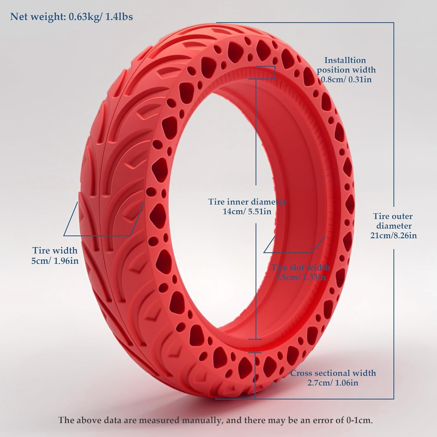 Felixstory Solid Scooter Tire with Dimensions