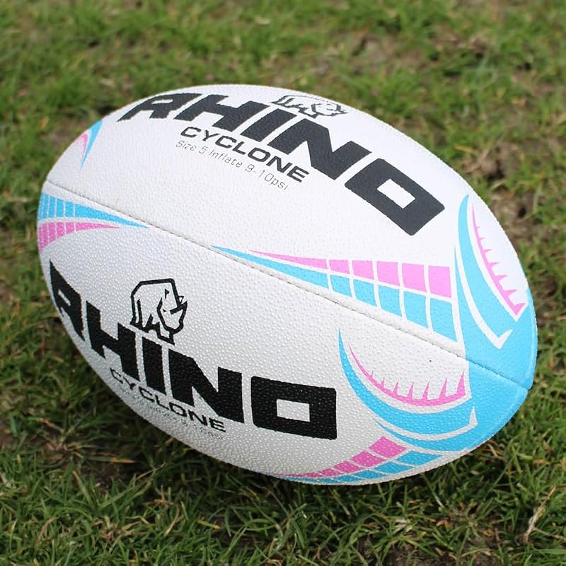 Rugby Ball Cyclone White/Light Blue/Pink Size 4