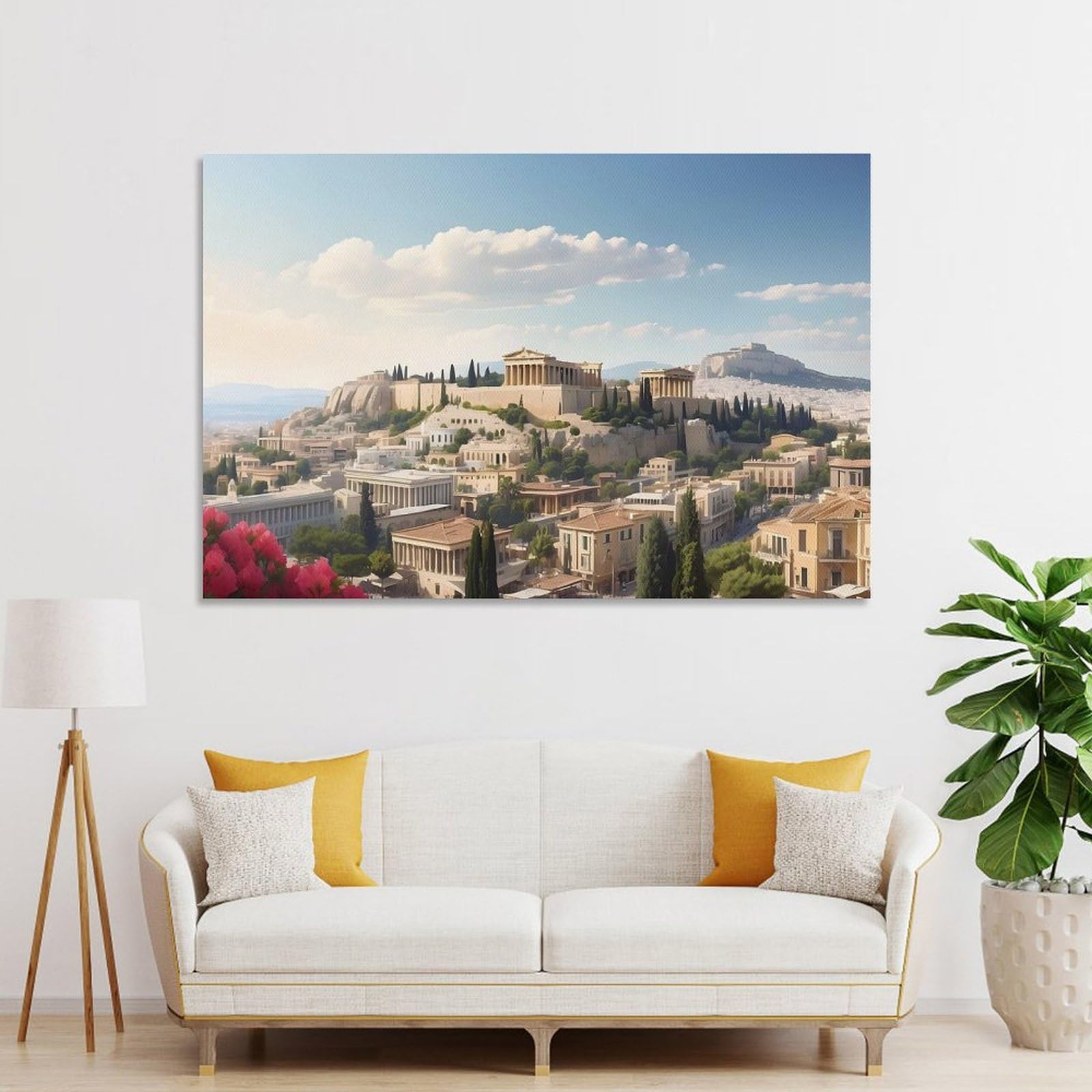 Junmoney Athens City Hanging Wall Art, 12x18inch(30x45cm), for Lounge, Bedroom Or Personal Spaces, Gift Idea for Housewarming And Birthdays