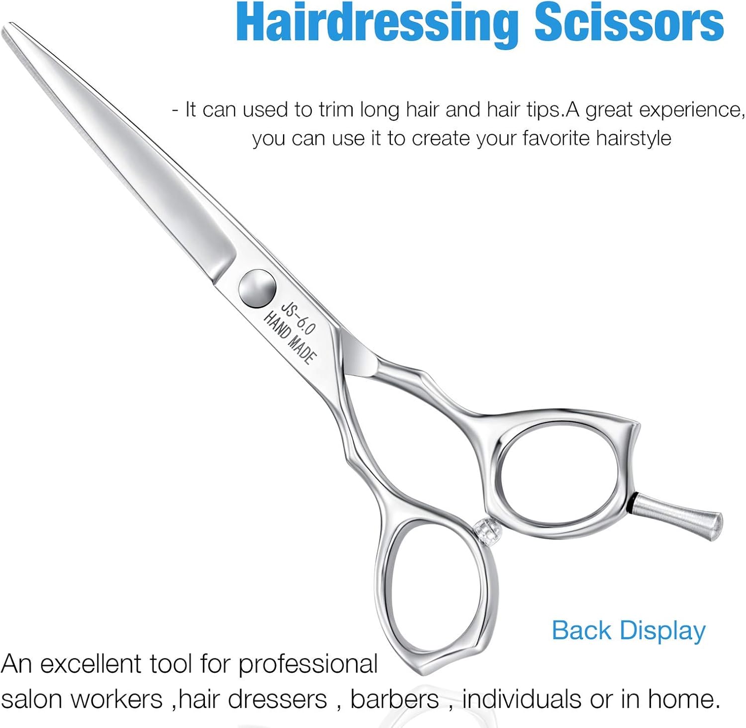 JASON 6 Inch Left Handed Barber Hair Cutting Scissors Professional Salon Shears Razor Edge Hairdressing Scissor Japanese Stainless Steel Reversible Haircut Shear for Men Women Christmas Gift