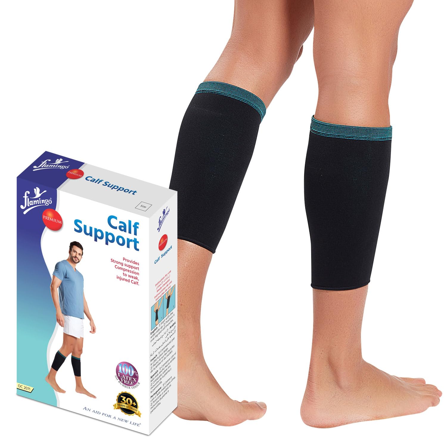 Flamingo premium Orthopedic Calf Support Leg Compression Sleeves for Sports, Gym, Running, Cycling, Jogging and Workout | Calf muscle support for men & women | Size-XXL | 1 PAIR |-picture-42