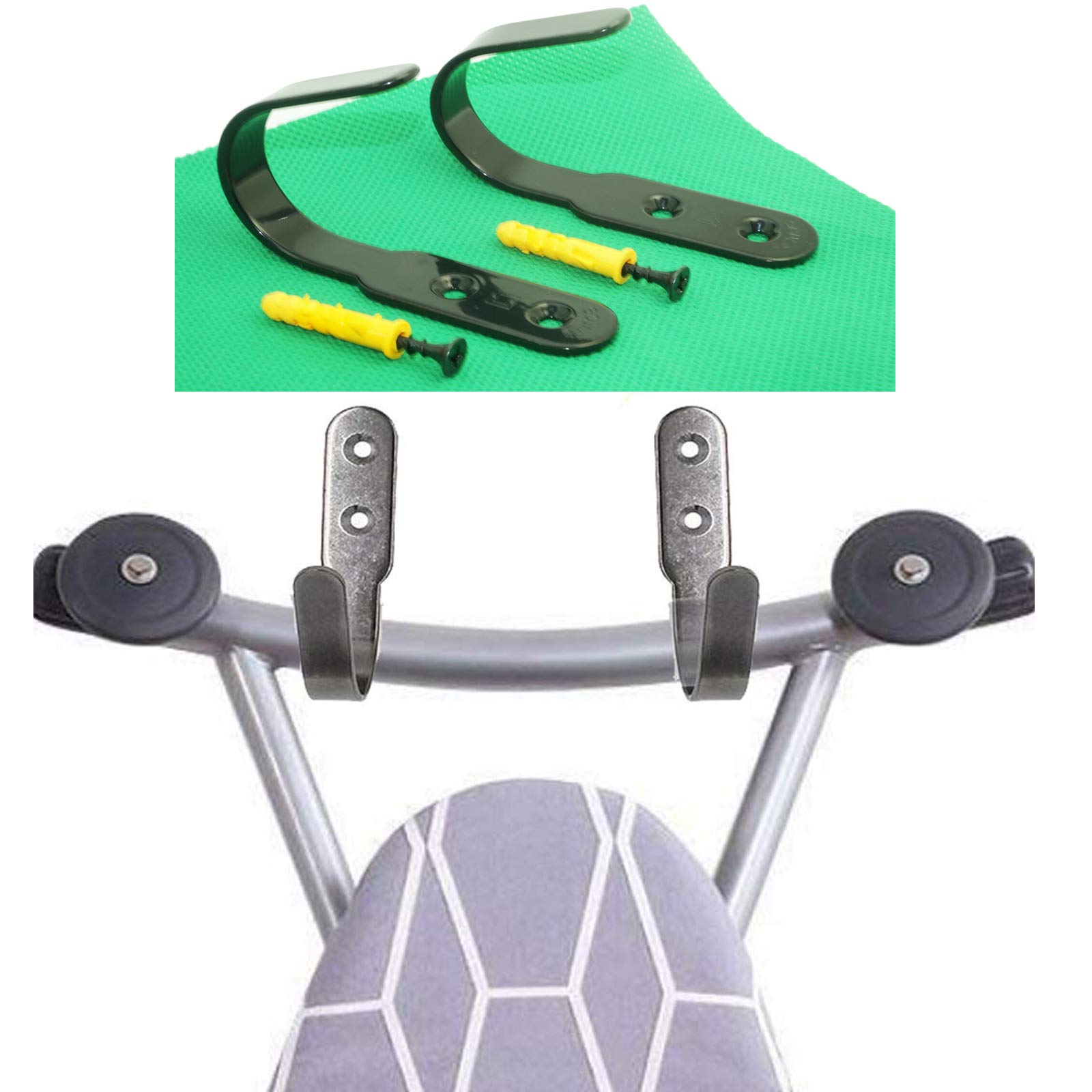 Pmsanzay Metal Wall Mount Ironing Board Wall Holder Wall Hanger Wall Mount Wall Rack - Over The Wall Ironing - Iron Ironing Board Storage Organizer - No Ironing Board - （ Black ）