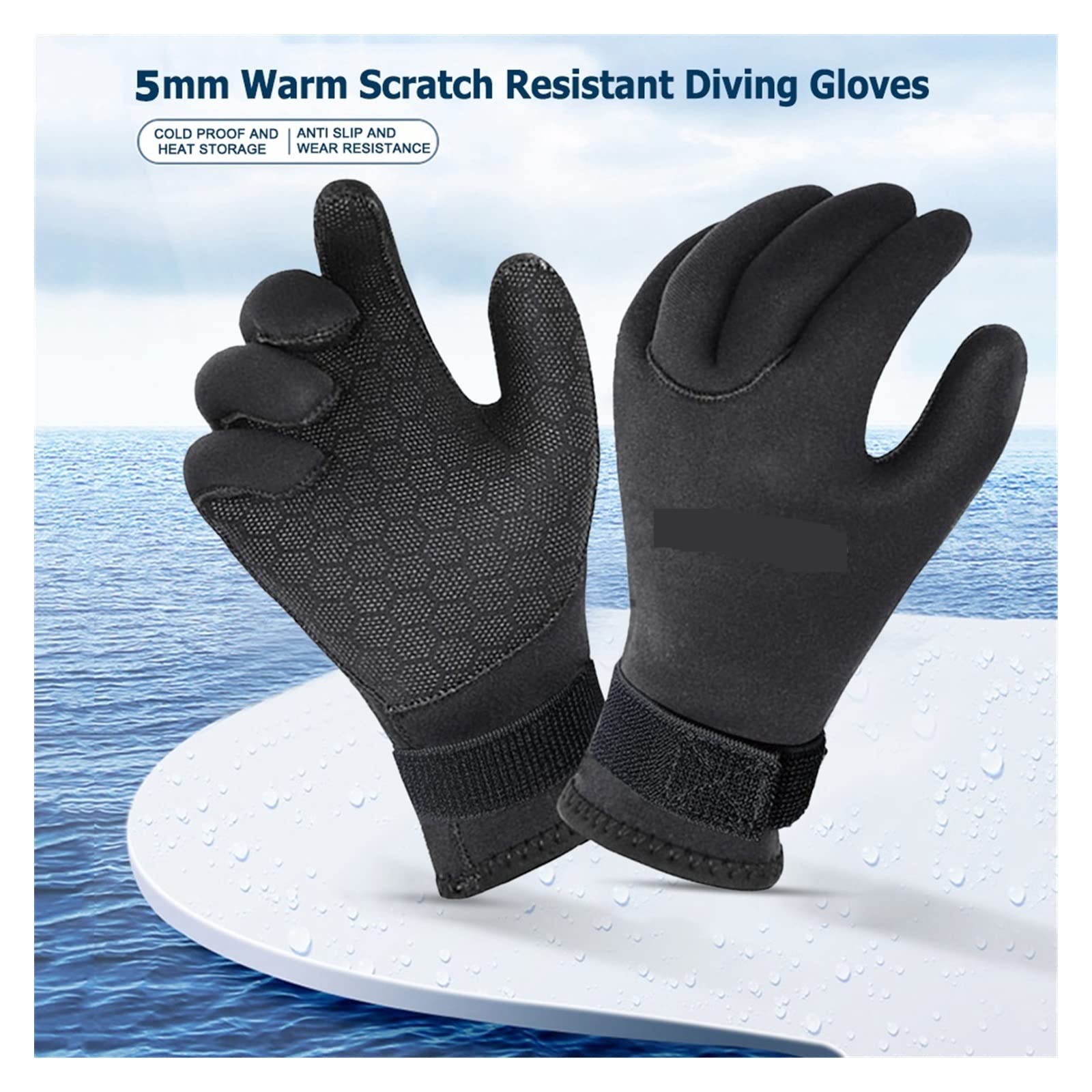 Guanti invernali da uomo, 5 mm e 3, for snorkeling, canoa, surf, kayak, pesca subacquea, attrezzatura for il(5MM with Logo,L)