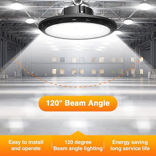 Miniatura 2 de CHMLT Luz LED de alta bahía 240W 36000LM 0-10V Dimmable (Eqv.1000W HPSMH) alta bahía llevó luces de tienda 5000K UFO luces LED para taller almacén