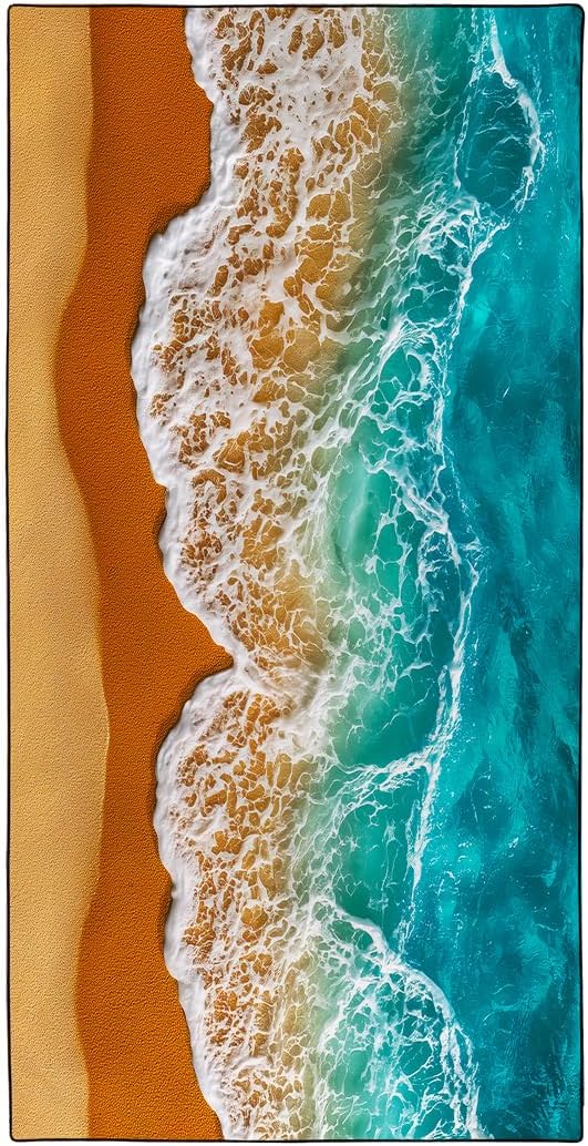Beach Wave Beach Towel, 36"x72" Sand Free Quick Dry Thin Microfiber Towel for Yoga Camping Cruise Pool Travel