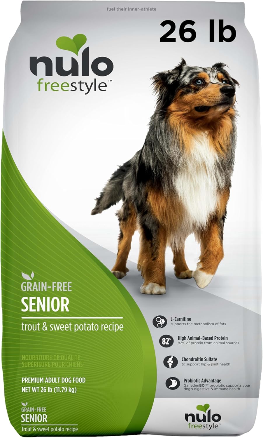 Nulo Freestyle All Breed Senior Dry Dog Food, Premium Grain-Free Dog Kibble with Healthy Digestive Aid BC30 Probiotic and Chondroitin Sulfate for Hip & Joint Support 26 Pound (Pack of 1)