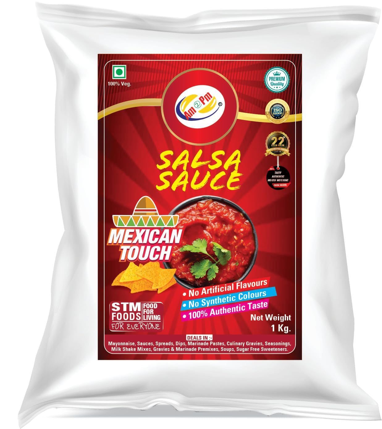 Am 2 Pm - Mexican Touch Salsa Sauce Enjoy the salsa Dip with Nachos, Garlic Bread, Sandwich Burger, Momos Chips Spread For Rolls | Sweet Spicy Tangy Flavour - 1Kg-image-22