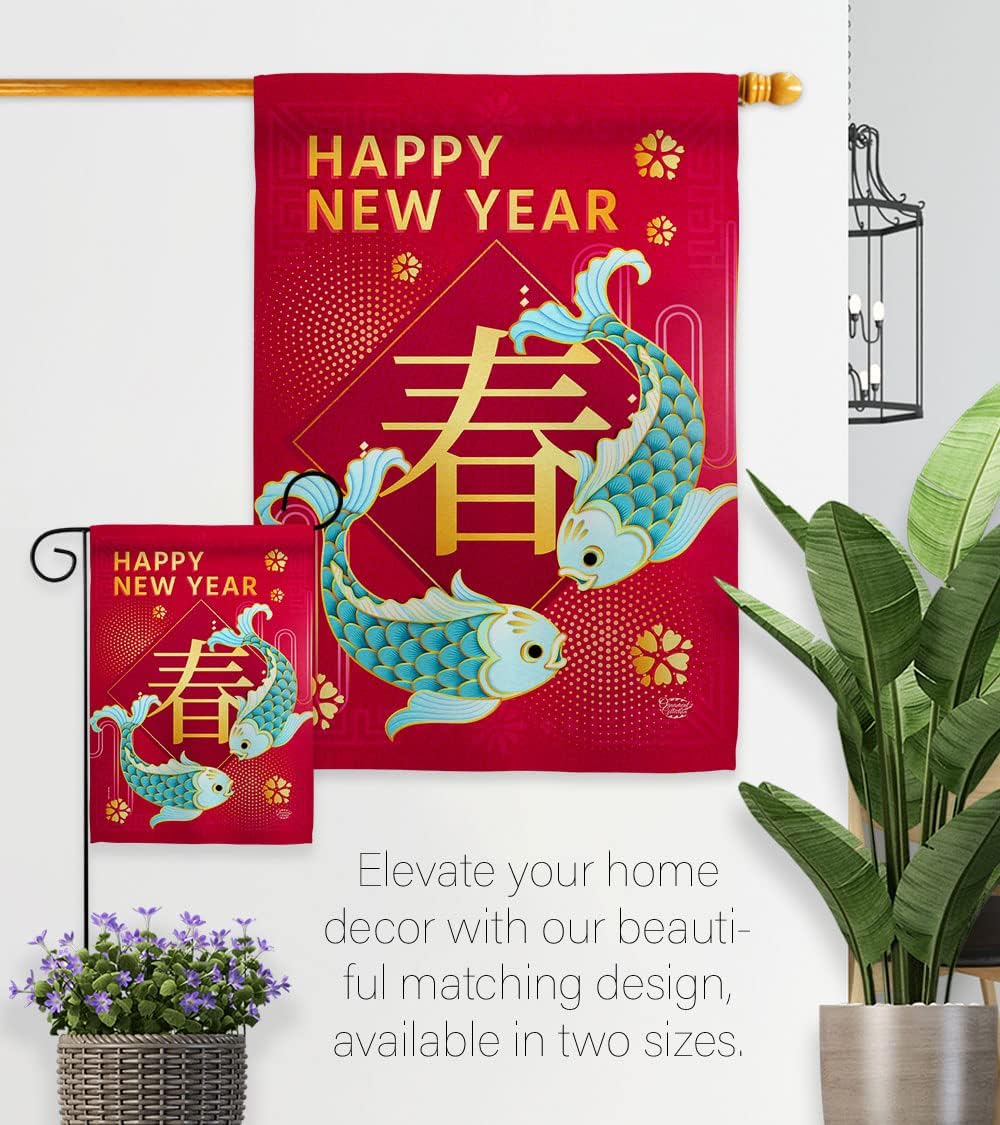 Spring Chinese New Year Indoor Decor Banner Room Wall Art Patio Porch Lawn Garden Flag Outdoor Tapestry Yard Signs Lunar New Year Gifts Chinese Decorations Made in USA