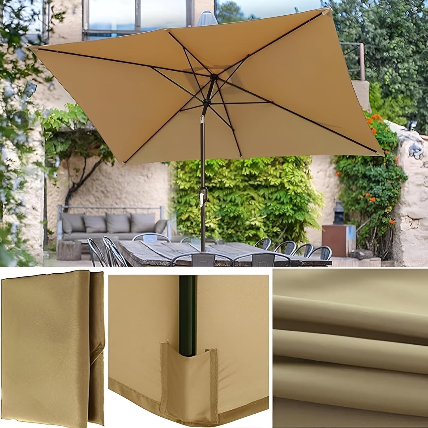 Copertura Di Ricambio Per Ombrellone Da Giardino Esterno | Telo Di Ricambio Per Ombrellone Rettangolare 4/6/8 Stecche, UV50+ Esterni Da Giardino Telo Di Ricambio Per Ombrellone