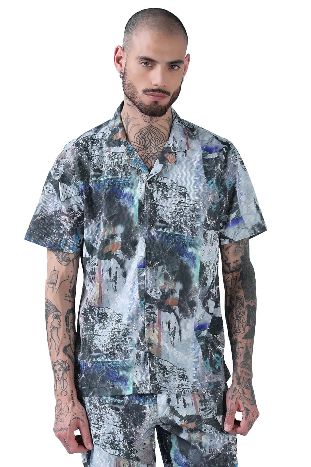 showoffff Edition Men's Multi Printed Cuban Collar Relaxed Fit Co Ords Set-Swat-4264_Multi-picture-16