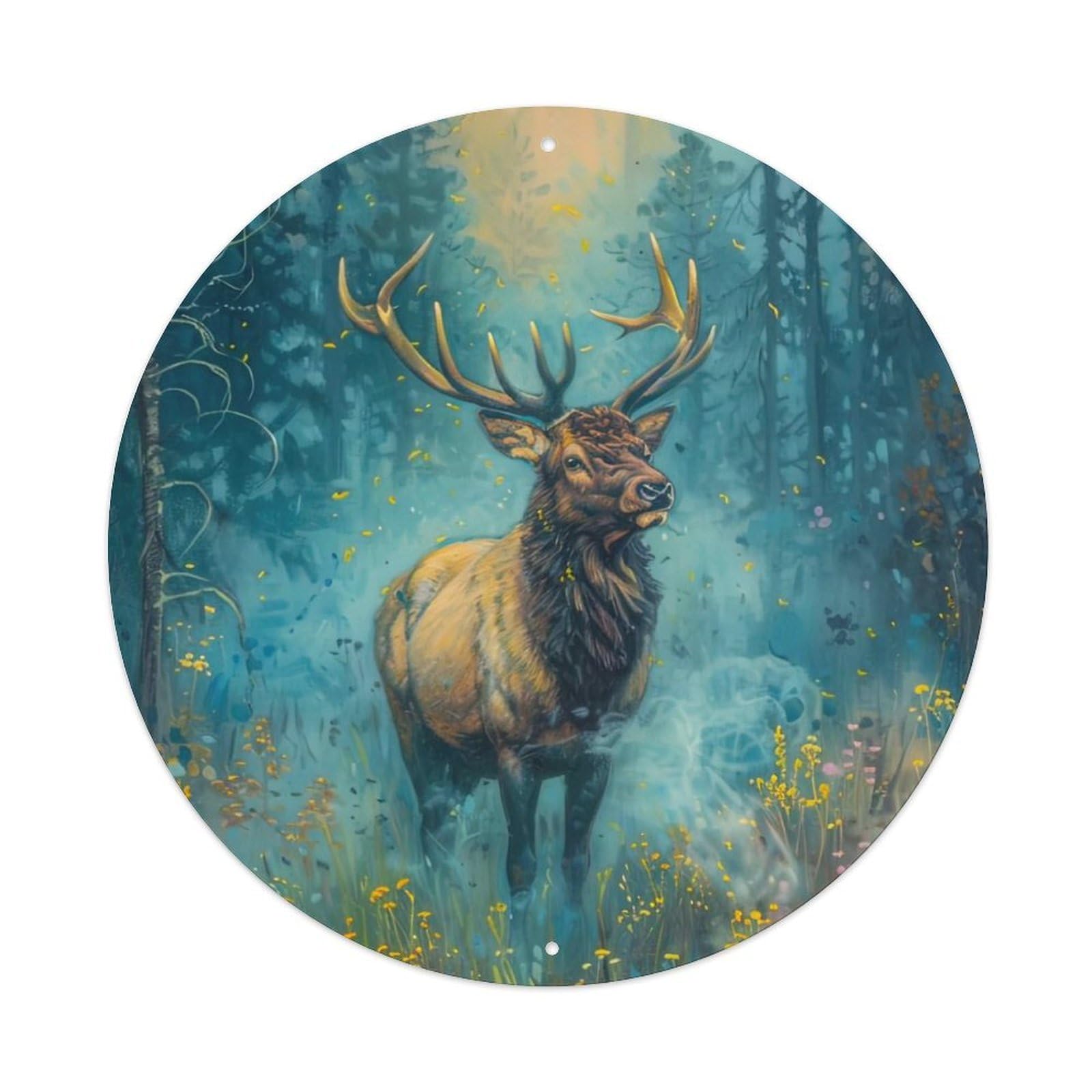 Animal Moose in The Forest Artwork Metal Tin Sign