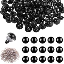 Bewudy 100pcs 15mm Plastic Safety Eyes with Washers, for Crocheting Black