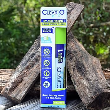 CLEAR2O RV AND MARINE INLINE WATER FILTER - Ideal for RV and Marine Use, Reduces Odors, Bad Taste, Chlorine with One Micron Solid Carbon Block, (Green) - CRV2006