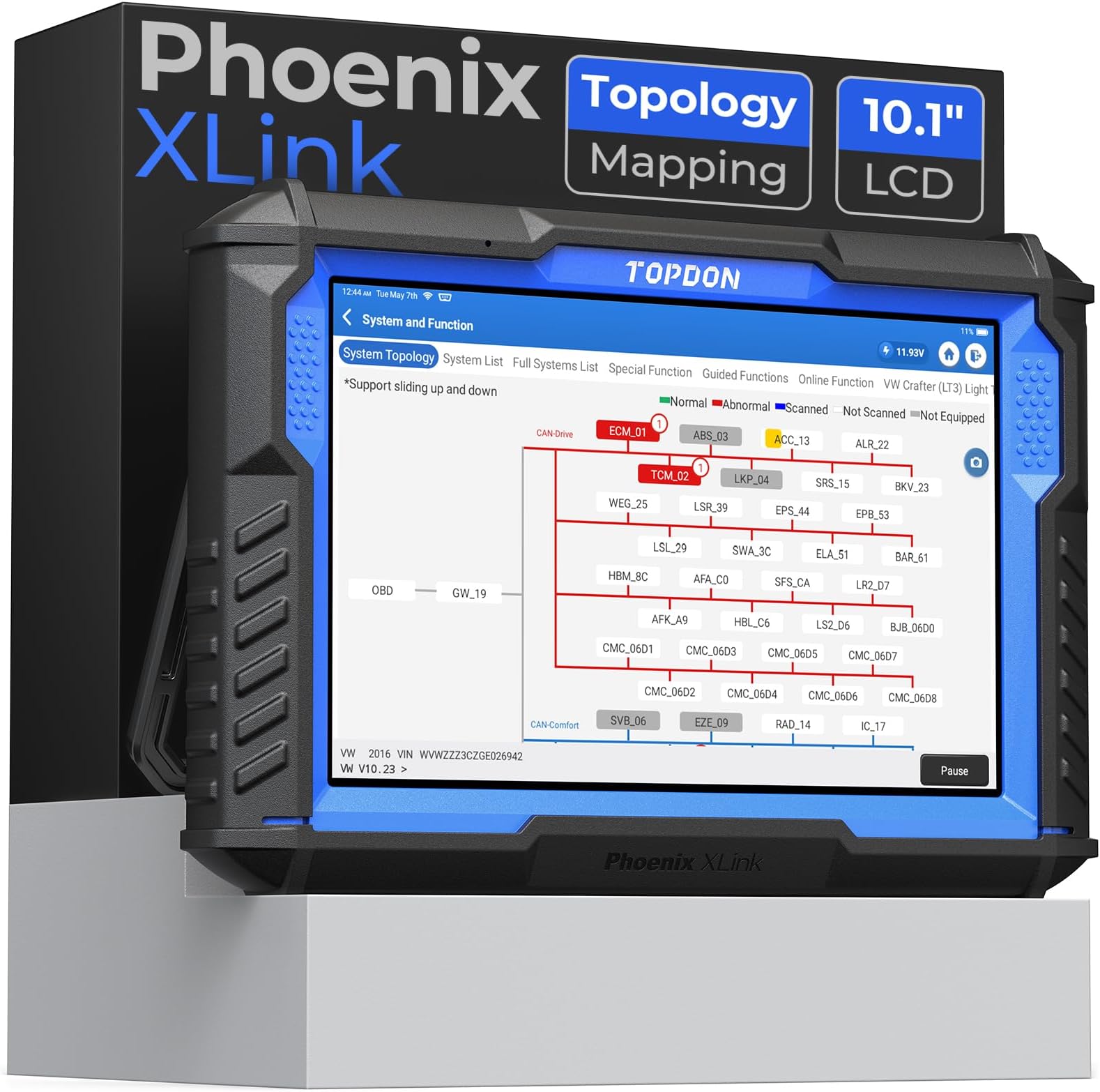 Phoenix XLink, Professional Diagnostic Tool, ECU Programming, ECU Coding, Topology Mapping, CAN-FD & DoIP Protocols, Full-system Diagnostics, CAN BUS, 41+ Maintenance Services, 2-Year Updates