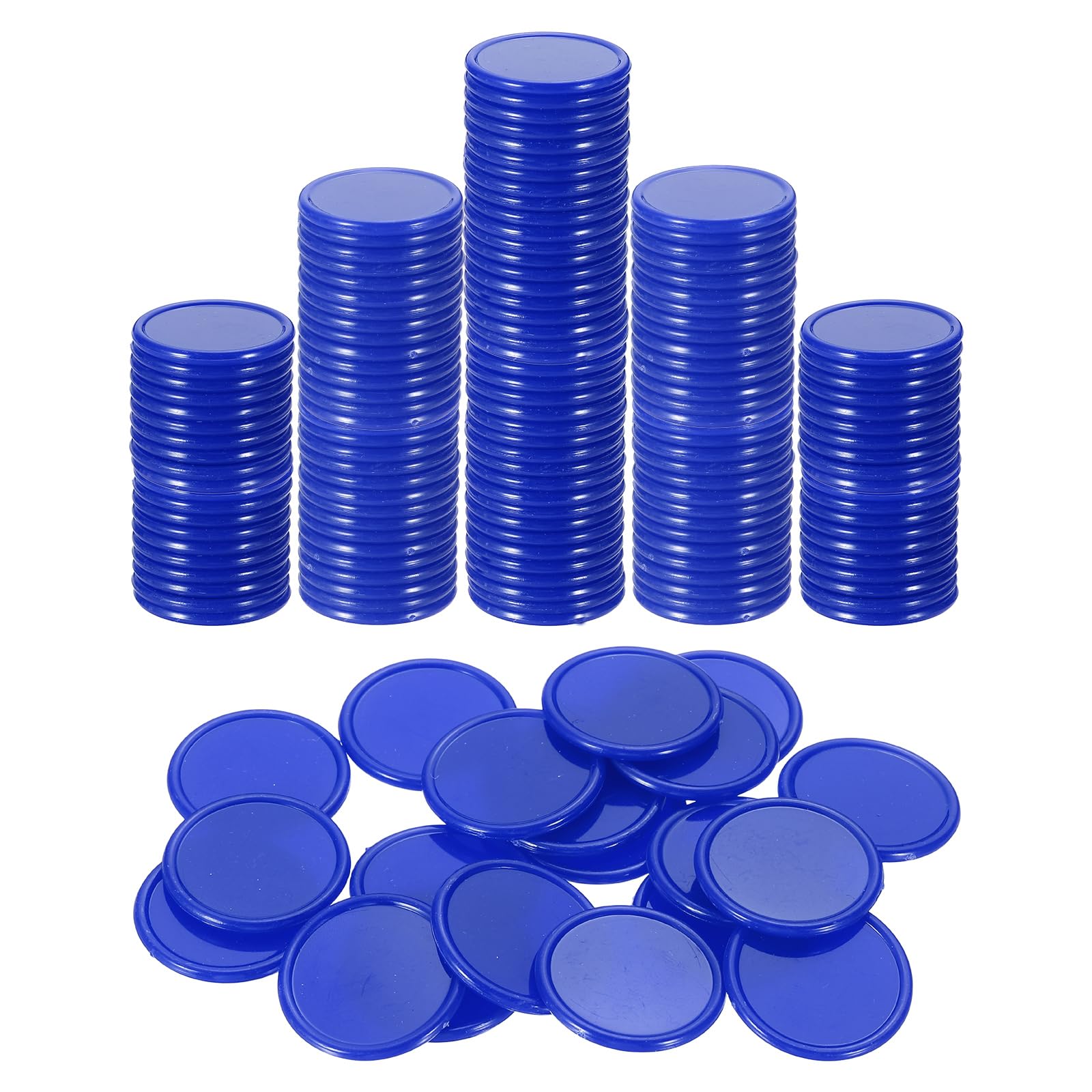 sourcing map 200Pcs 25mm Plastic Poker Chips, Mini Bingo Chips Learning Counters Counting Counters Disks Markers Opaque Game Tokens for Game Play Math Counting, Blue