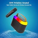 pTron Newly Launched Fusion Joy 20W Bluetooth Speaker with Wireless Karaoke Mic, 6Hrs Playtime, Vivid RGB Lights, Voice Effects, Multi-Play Modes BT5.3/TF Card & Type-C Charging Port (Black) gallery image