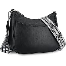 APHISON Small Crossbody Bag with Wide Strap Shoulder Bag Women's Vegan Leather Black Handbag Bag with Removable Shoulder Strap Card Slot Travel Bag