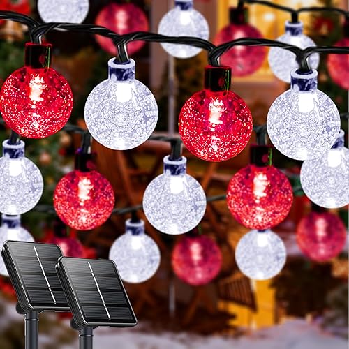 Miniatura 14 de Paquete de 2 guirnaldas de 100 luces LED solares para exteriores, luces impermeables de 64 pies con 8 modos de iluminación, decoraciones de Navidad